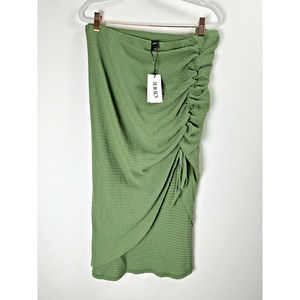 NWT Cider Green Waffle Knit Stretch Coquette Cottagecore Vacation Maxi Skirt 4XL